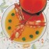 Sopa fría de tomate al perfume de albahaca fresca con gelatina de gambas de Palamós